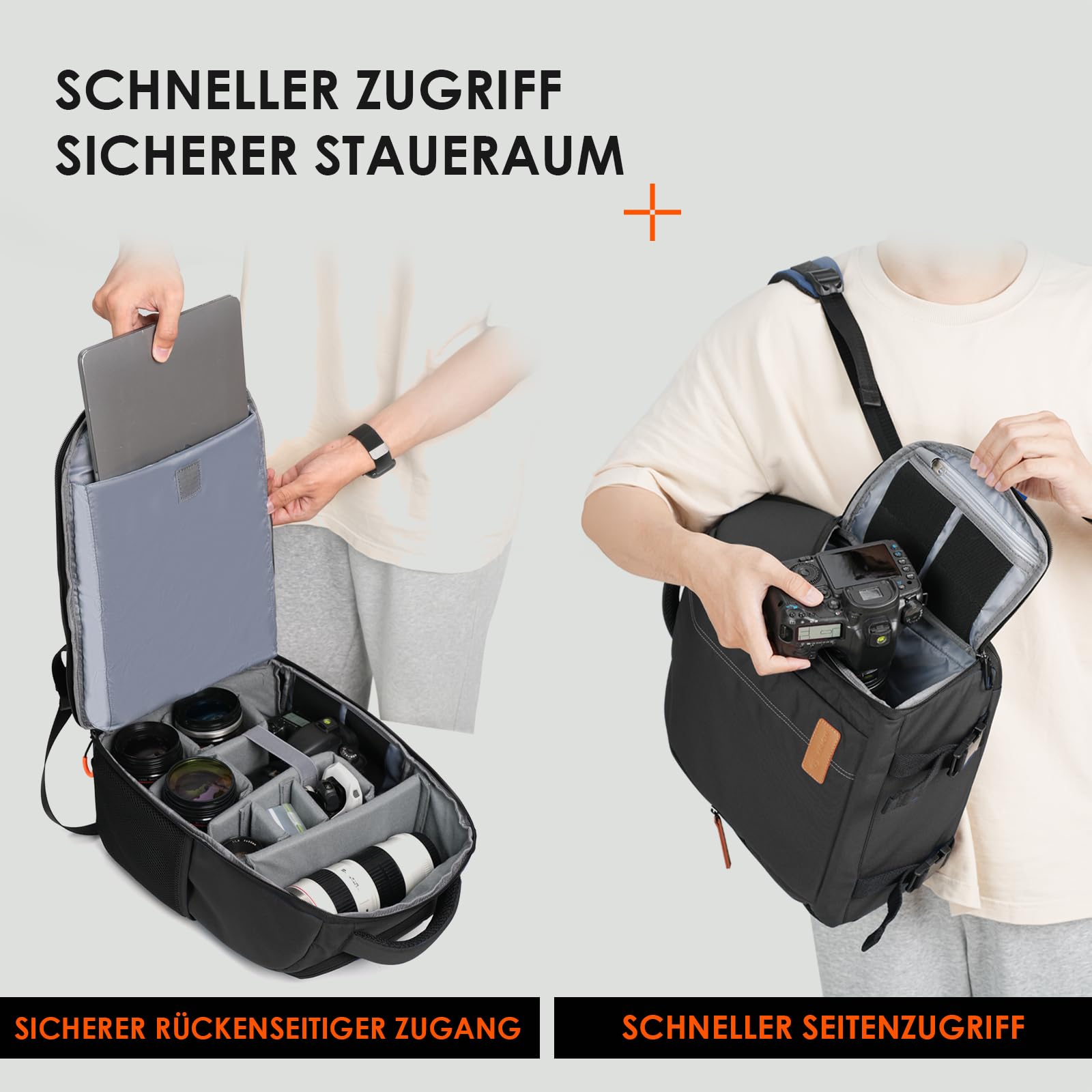 TARION Kamerarucksack Spiegelreflex Fotorucksack Wasserdicht Leicht und Kompakt Klein DSLR Rucksack mit 15 Zoll Laptopfach und Regenhaube
