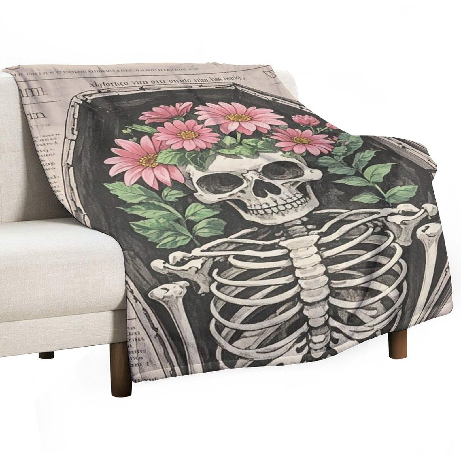Couverture flanelle imprimé squelette douce et légère lit canapé