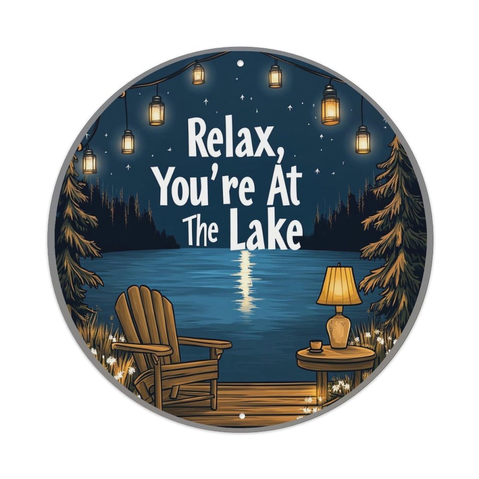 Relax You Are At Lake Tin Sign Metal Poster Vintage Metal Signs for Home Man Cave Bar Cafe Kitchen laundry room Wall Decorations 8x8 inches
