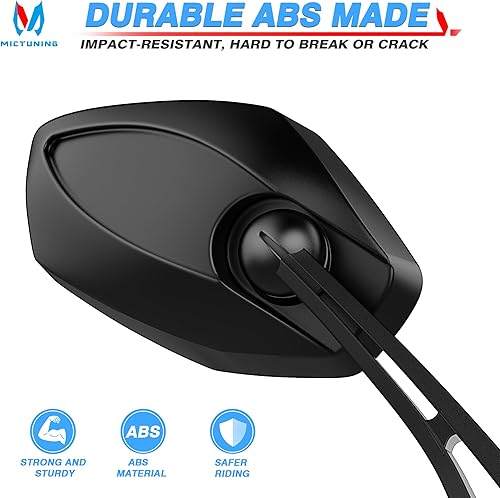 Miniatura 5 de MICTUNING Espejos de bicicleta  Lente azul convexa antirreflejo, espejo ABS resistente a los impactos, rotación de 180 grados ajustable para