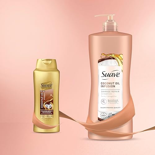 Miniatura 5 de Suave Champú reparador de daños con aceite de coco, para cabello normal, seco y dañado, con infusión de aceite de coco puro, 28 onzas, paquete de 4