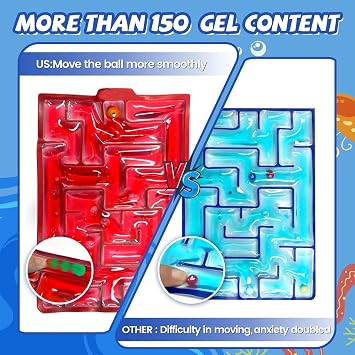 2 Pack Maze Sensory Squishy Fidget Toys for Kids, Adults with Autism, ADHD - Gel Filled Relief Special Needs Developmental Toys (Blue & Red)