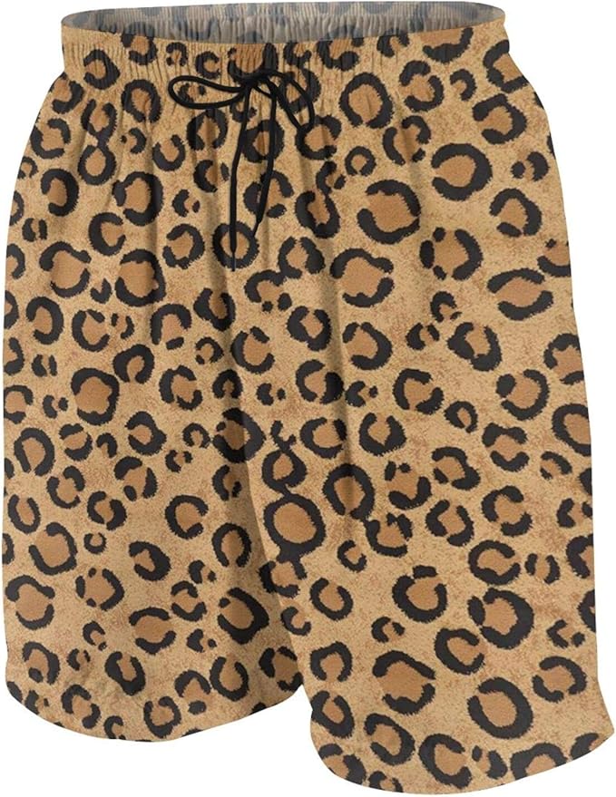Men's Casual Leopard Animal Print Fit Short Summer Beach Shorts 100
