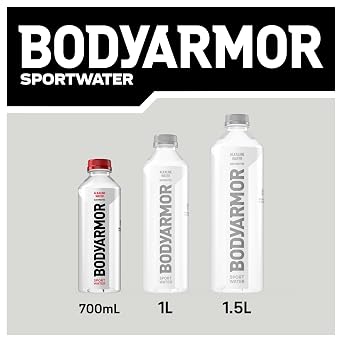 BODYARMOR SportWater Alkaline Water, High Alkaline Bottled Water, pH 9+, 700mL (24 Pack), Refreshing Electrolyte Drink Pack, Wide Mouth Bottle