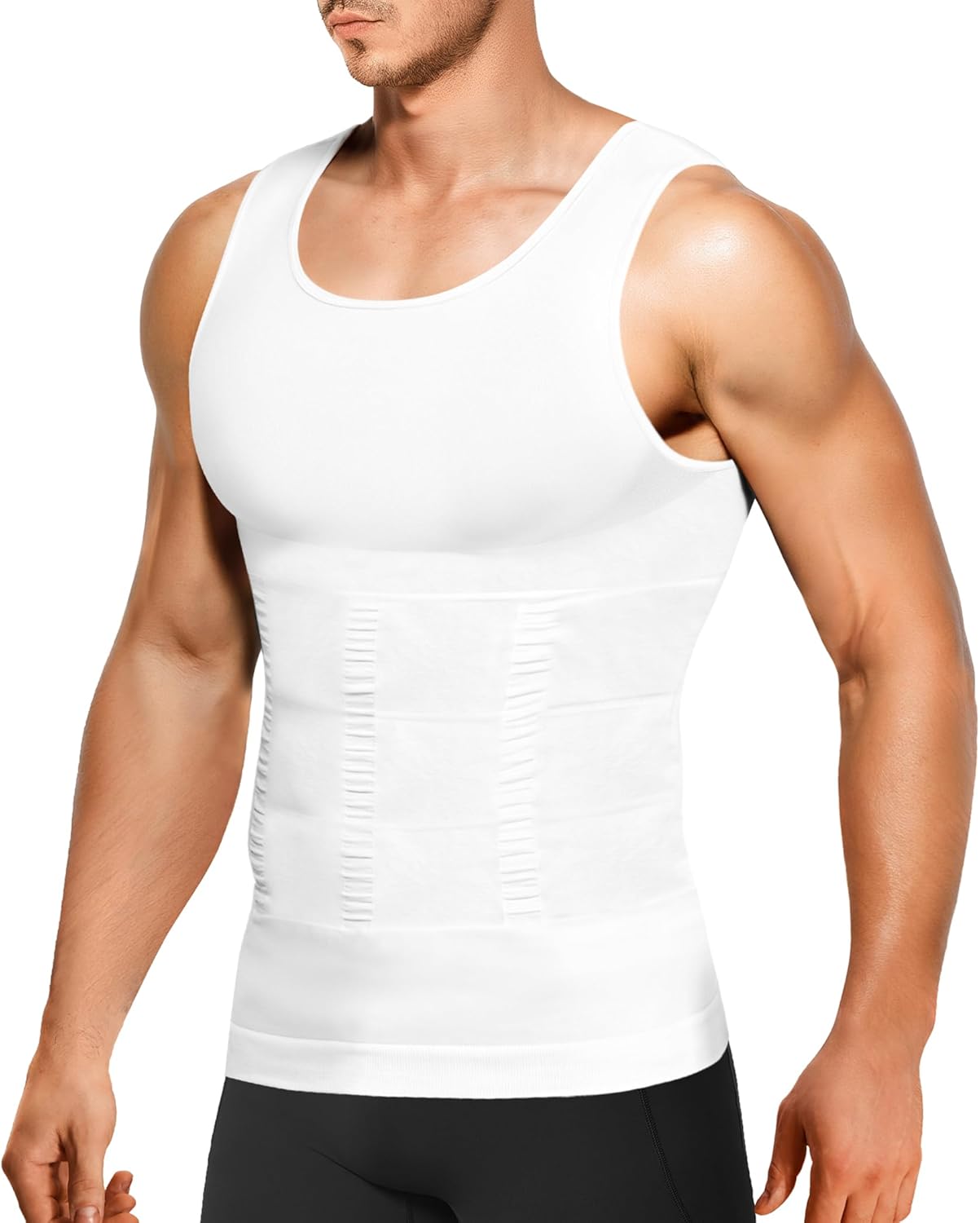 Nebility Shapewear Men Compression Shirt - Slimming Body Shaper Tummy Control Vest Workout Tank Top Undershirt