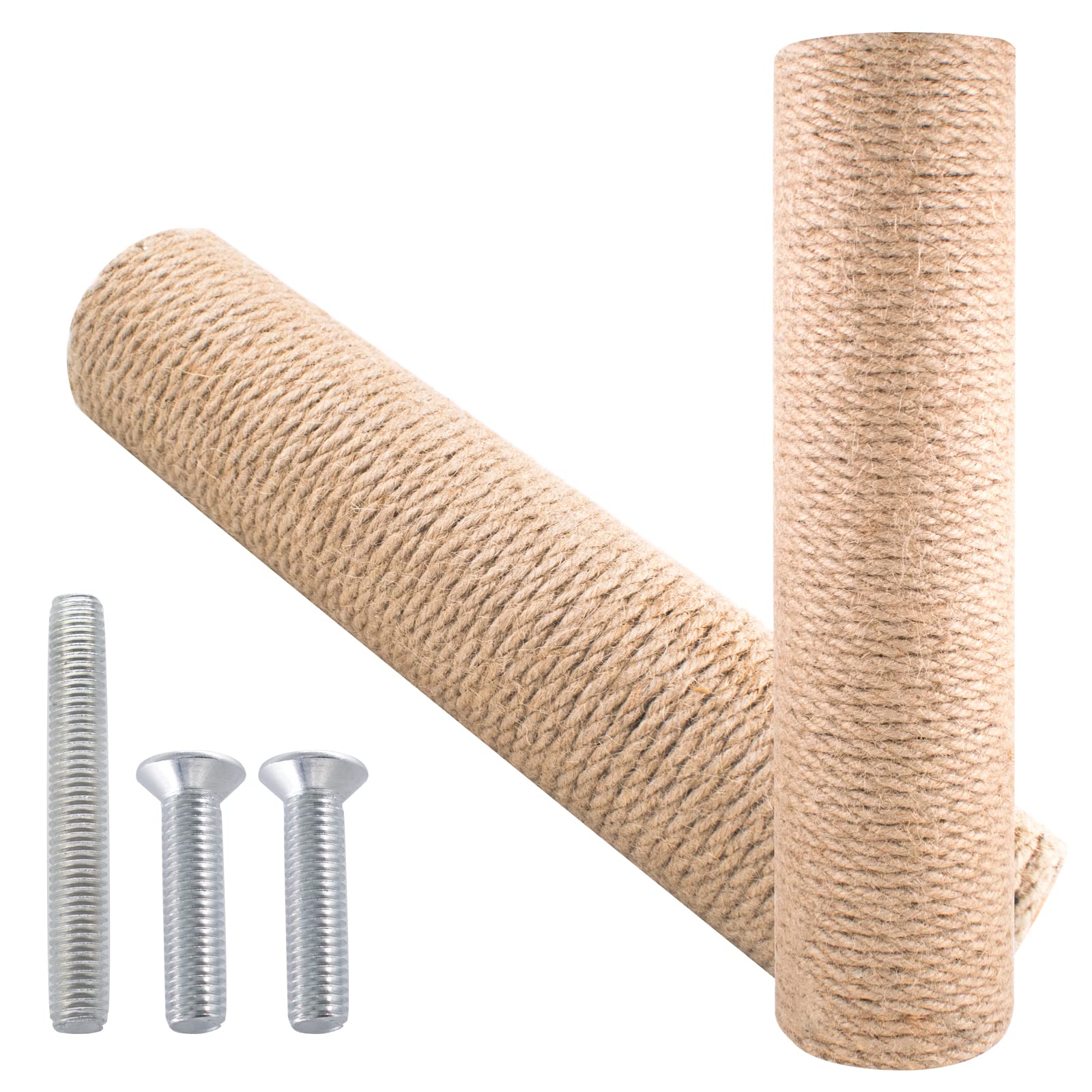 12 Inch Cat Scratching Post Replacement with M8 Screw Durable Cat Tree Scratch Post Refill Jute Rope for Cat Scratcher Climbing Perch Indoor Tower Furniture Scratching Tree Wall, Sisal, 2pcs