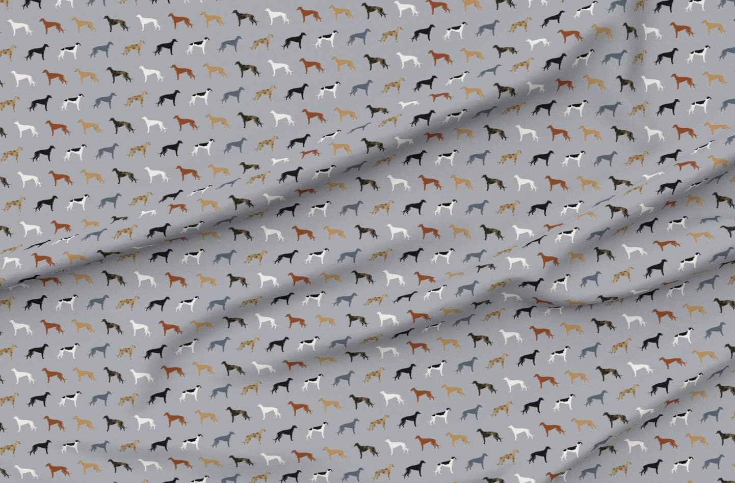 Spoonflower Fabric - Greyhounds Pattern Grey Greyhound Dog Dogs Puppy Home Decor Pet Printed on Organic Cotton Sateen Fabric by The Yard - Sewing Quilting Apparel Home Decor