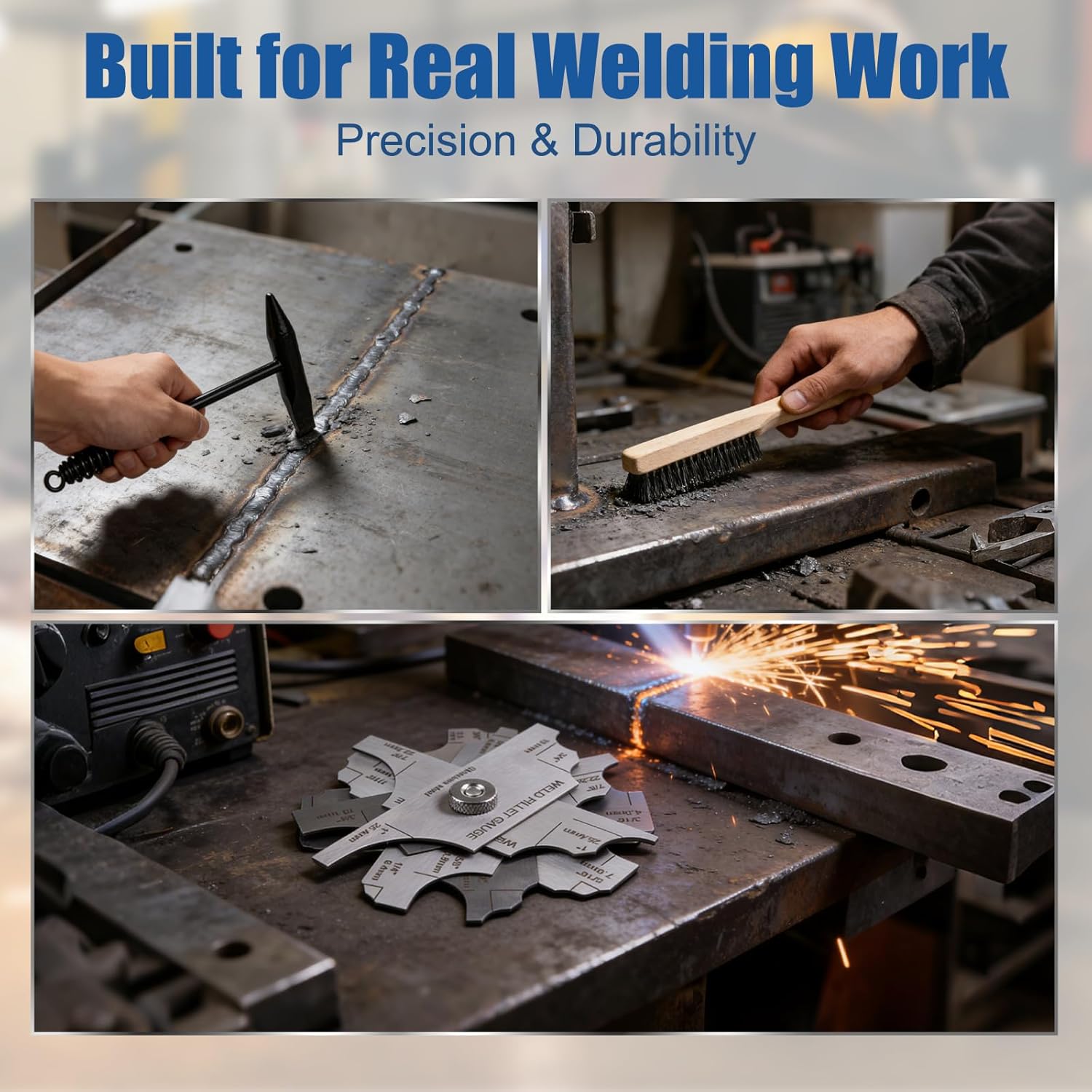 Welding Accessories Kit, 20-Piece Welding Tool Set with Storage Bag, Chipping Hammer, Leather Welding Gloves, Soapstone Holder, Wire Brush, Fillet Gauge, Pliers, Adjustable Wrench, Half-Round File