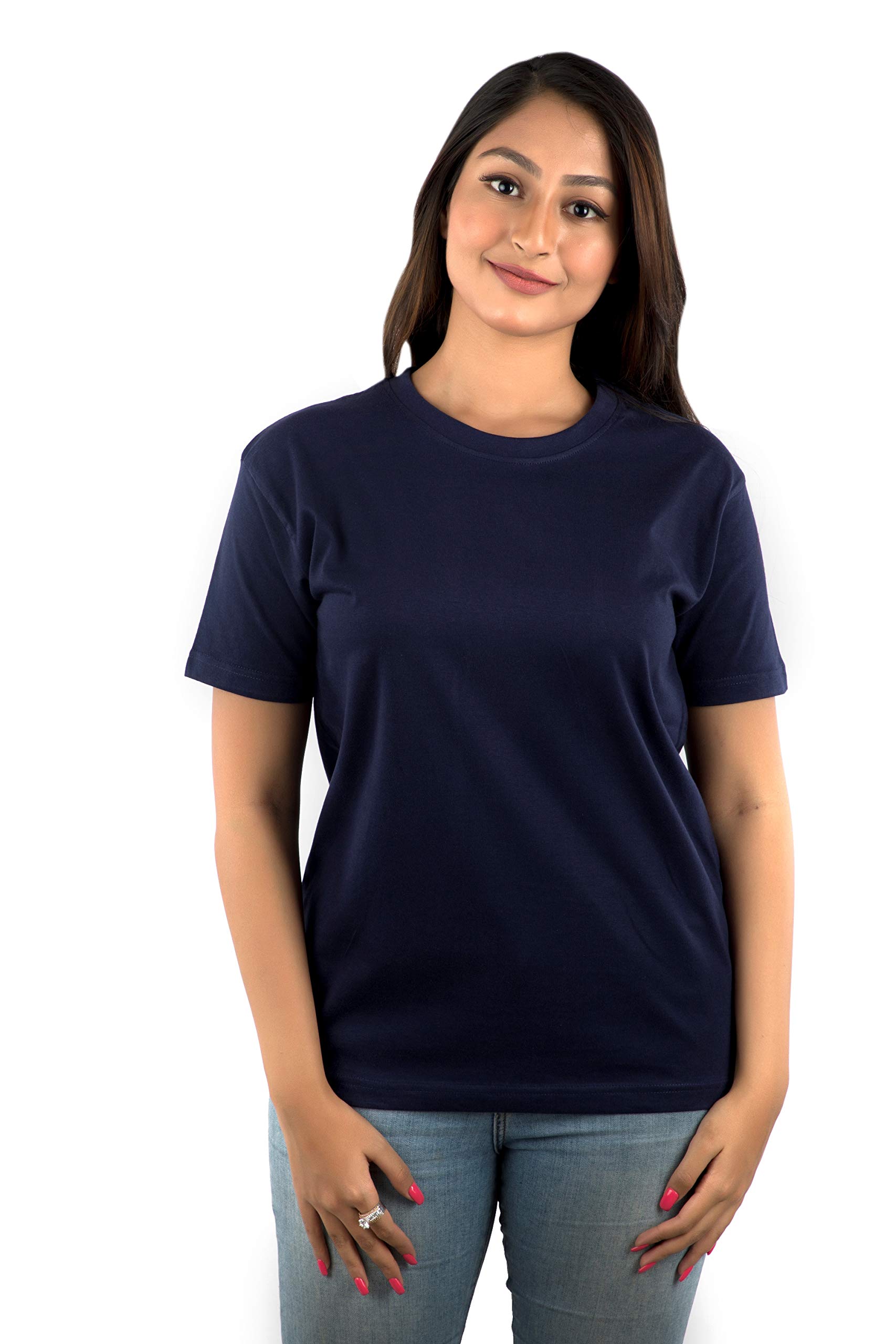IAD Stylez Women's T-Shirt (IAD-WOMEN-TS-PLN-NAVY-XL_Navy Blue_X-Large)