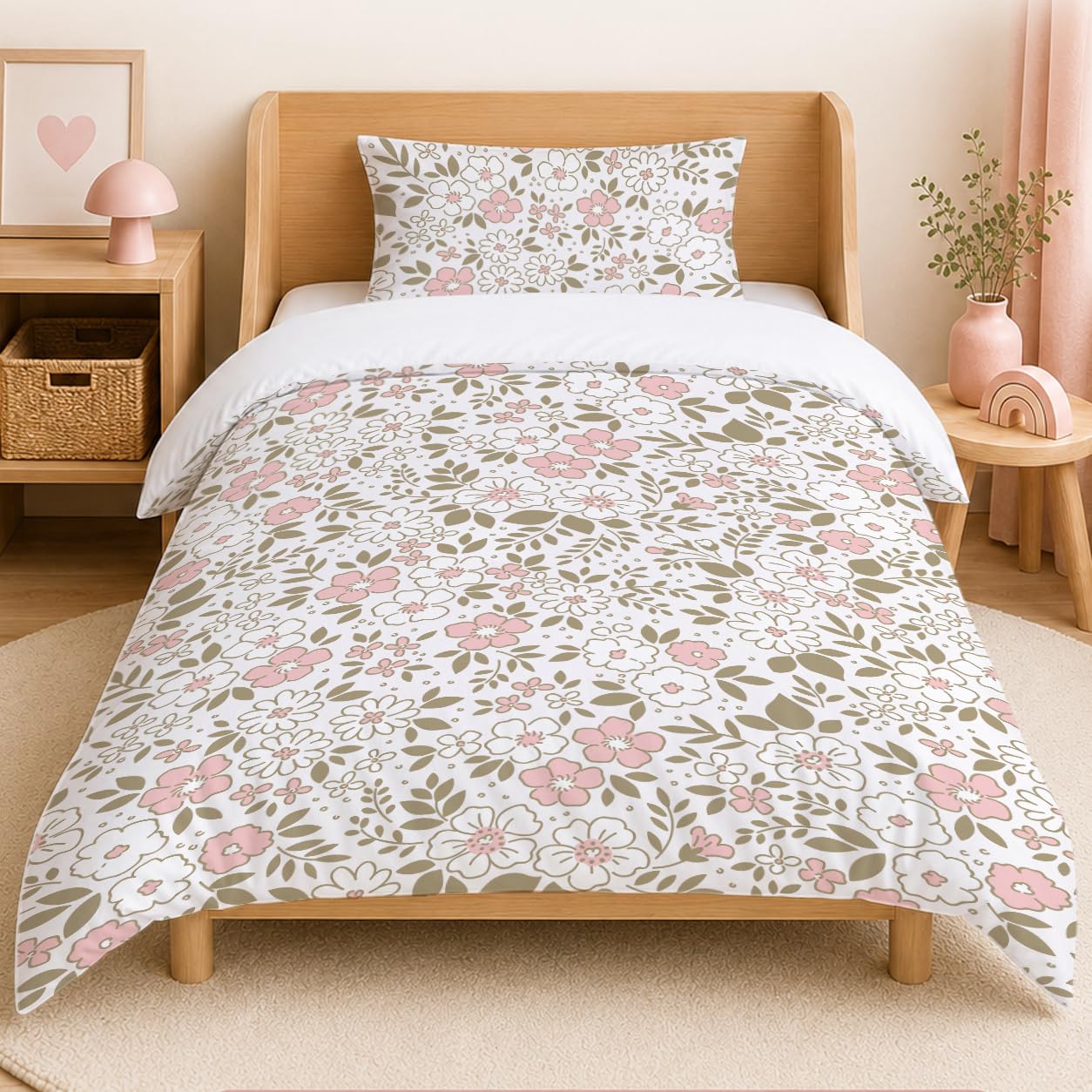 DJDEA Flower Single Duvet Cover Set 135x150cm Microfibre 50x75cm Pillowcase — image 1
