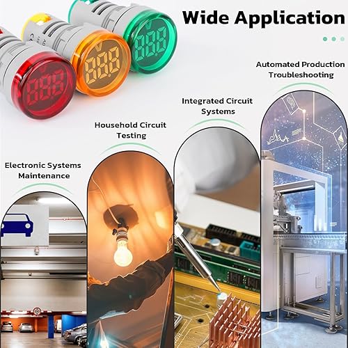 Miniatura 6 de DROK Medidor de voltaje de CA 500V, 3 unids AC 60-500V 110v 220v Monitor de voltaje digital más grande pantalla LED voltímetro detector de voltios