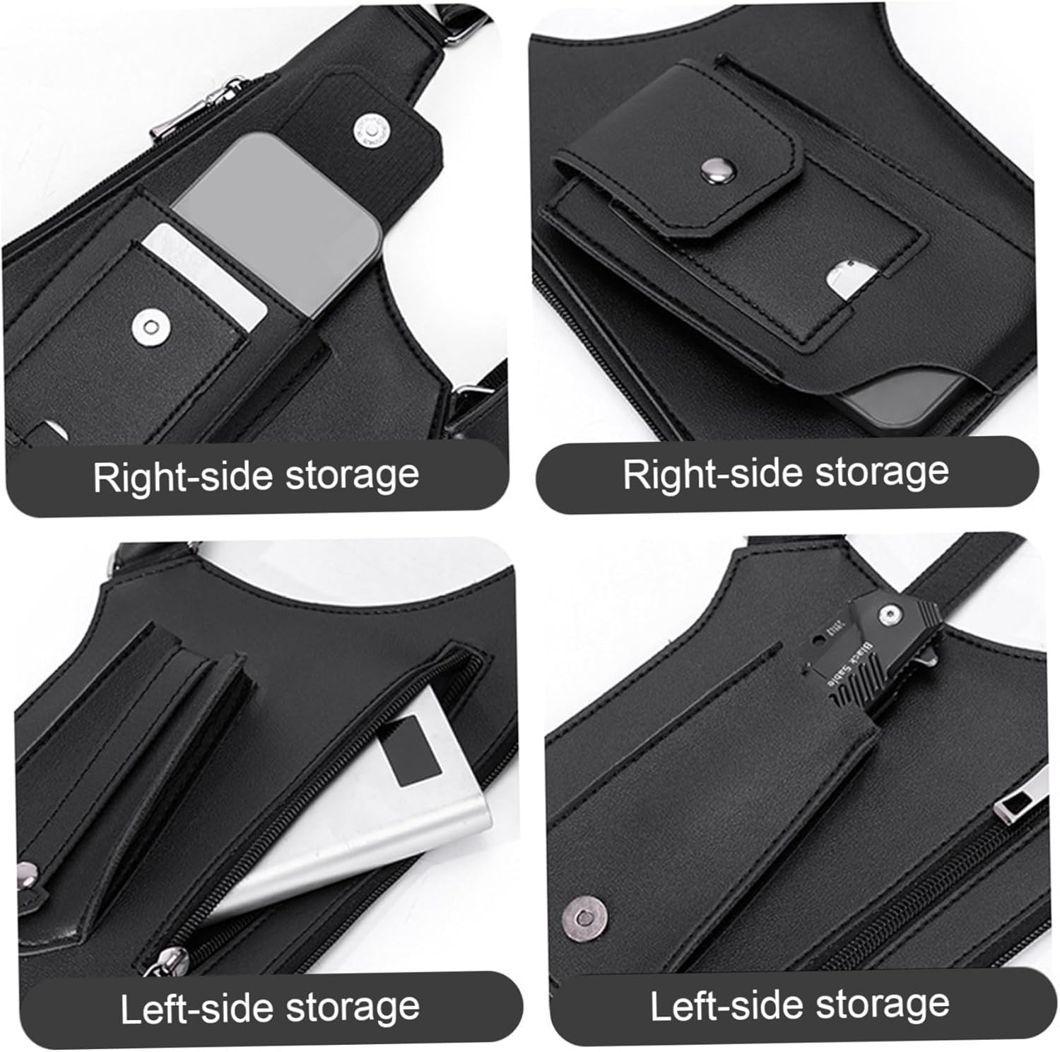 Leather Shoulder Armor Hidden Underarm Strap Wallet Adjustable Anti Pickpocket Accessories with Double Bag for Men, Women Leather Armor - Image 7