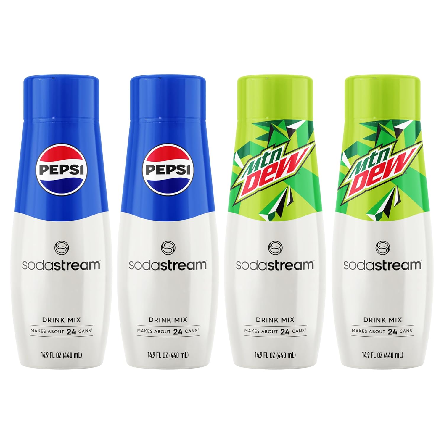 SodaStream Pepsi & MTN Dew Variety Pack, 440ml Pack of 4 Pepsi & MTN Dew Variety Pack 14.9 Fl Oz (Pack of 4)