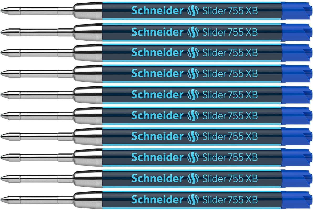 Slider 755 XB (Extra Broad) Ballpoint Pen Refill, 1.4 mm, ISO Format G2, Blue Ink, Box of 10 Refills (175503)