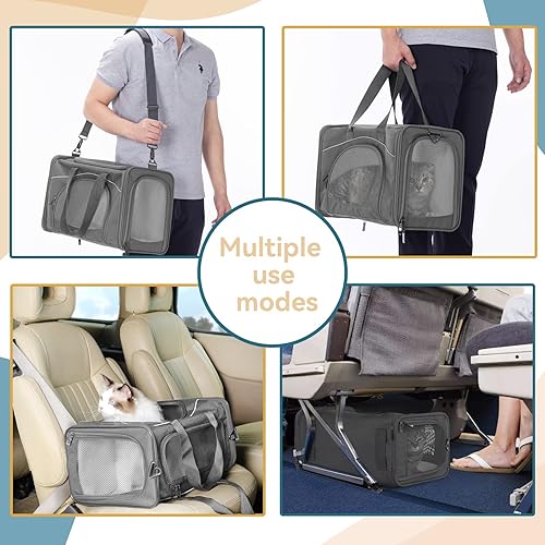 Miniatura 6 de Petsfit Transportador de perros pequeños aprobado por aerolíneas, 19 x 12 x 9 pulgadas, transportador de gatos de lados suaves para gatitos,
