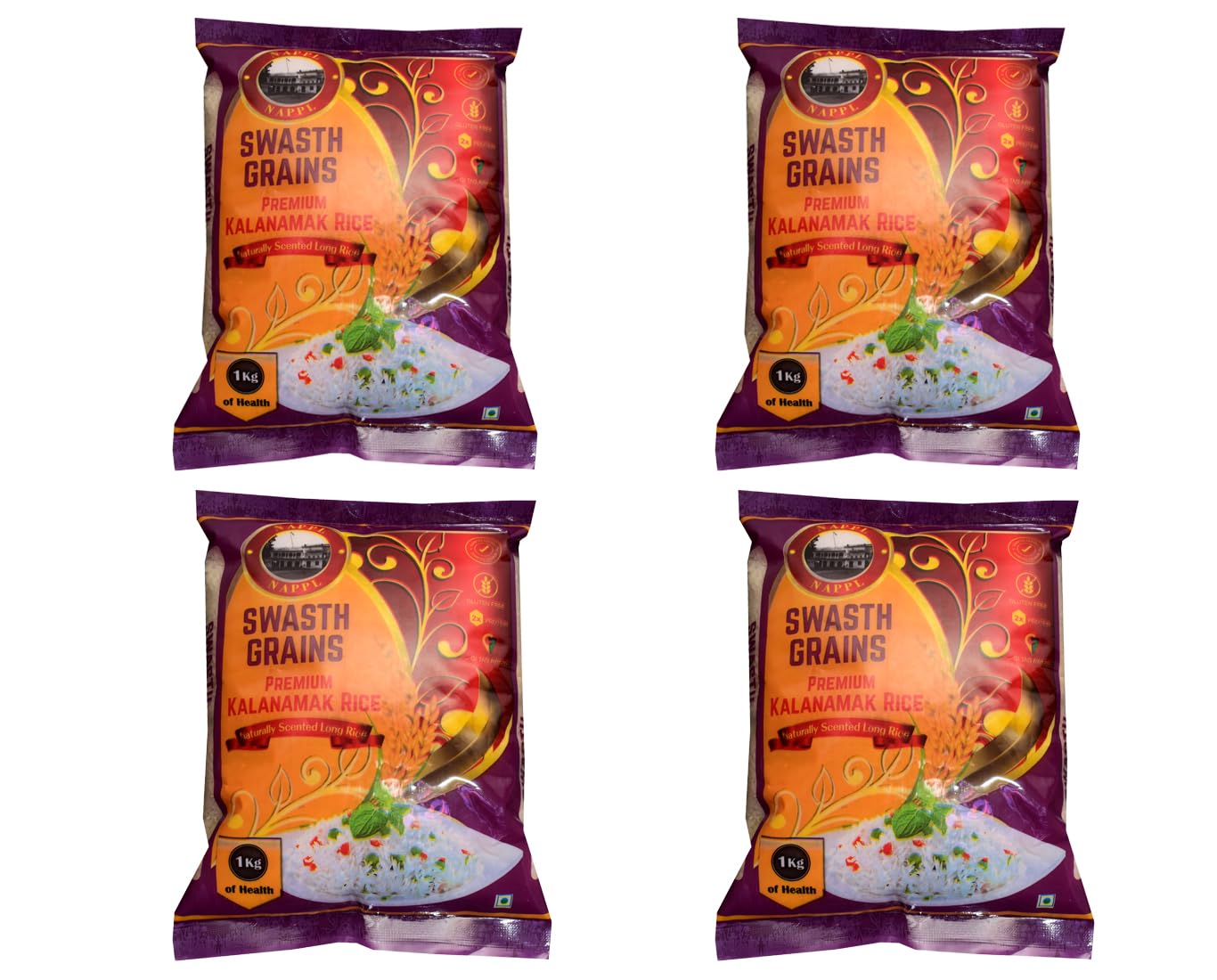 SWASTH GRAINS Kalanamak Rice | Low Glycemic Index | High in Zinc and Iron | Buddha Rice 1kg (Pack of 4) (B0D1BWFW36) Amazon Price History, Amazon Price Tracker