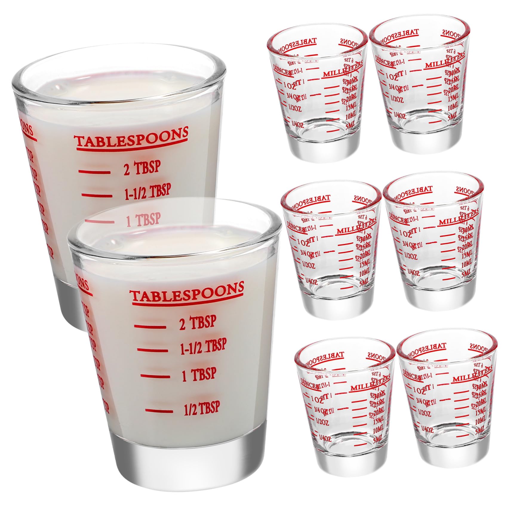 VOSAREA 8 Pcs Tasses Graduées en Verre Tasse à Mesurer Cuisine Lunettes de Mesure 30ml pour Cuisson et Pâtisserie