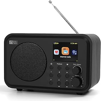 Ocean Digital WR-336M Wi-Fi Internet FM Radio, Bluetooth Speaker, Podcast, 2.4 Color Display, USB Playback, Dual Alarm Clock, Sleep Timer, Dimmer, Black