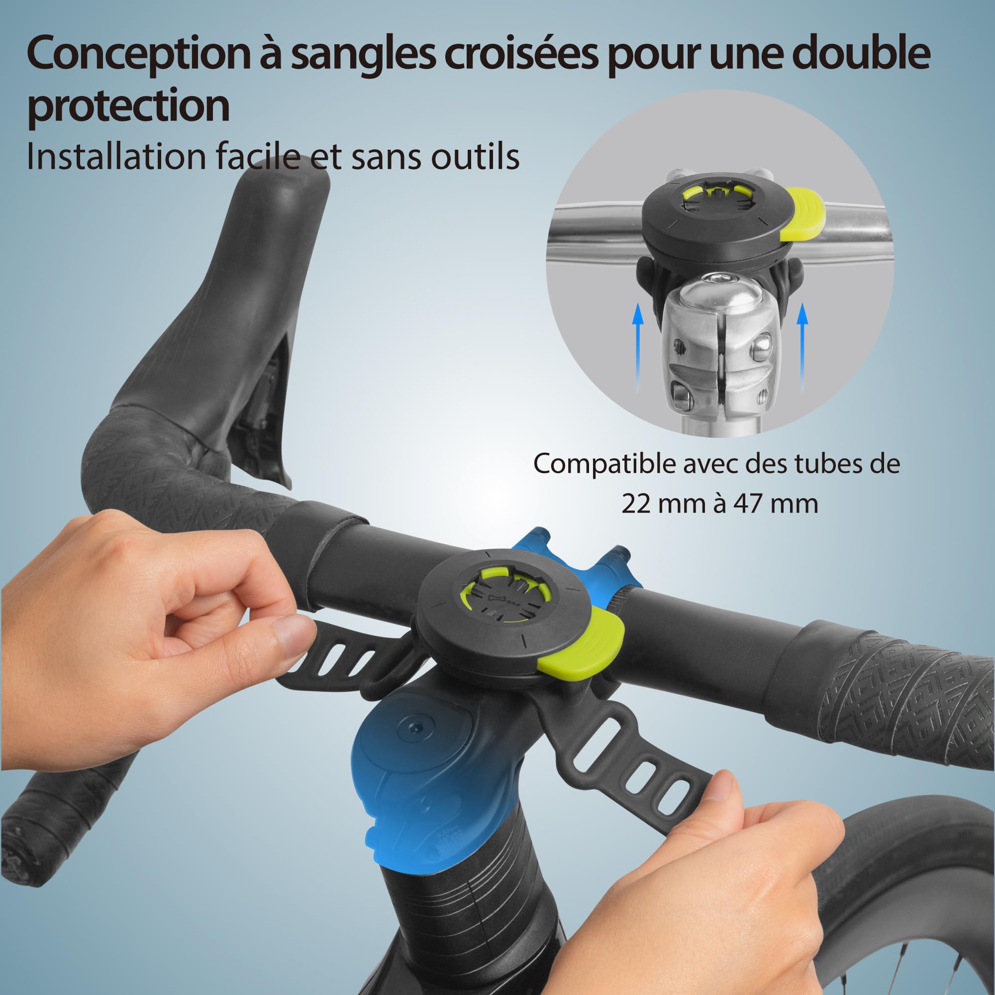 Bone Bike Tie Connect Kit 3 - Sticker, Support téléphone vélo magnétique Universel pour Potence, Rotation 360°, libération Rapide, Verrouillage sécurisé, Antichoc, Compatible Smartphones 4,7"–7,2"
