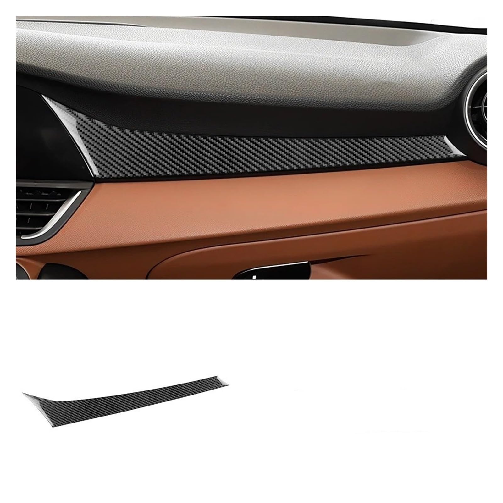 Console Panel Trim for Alfa for Romeo for Giulia Carbon Fiber Modified Car Center Console Dashboard Co-Pilot Panel Trim Stickers Interior Accessories(LHD Black)