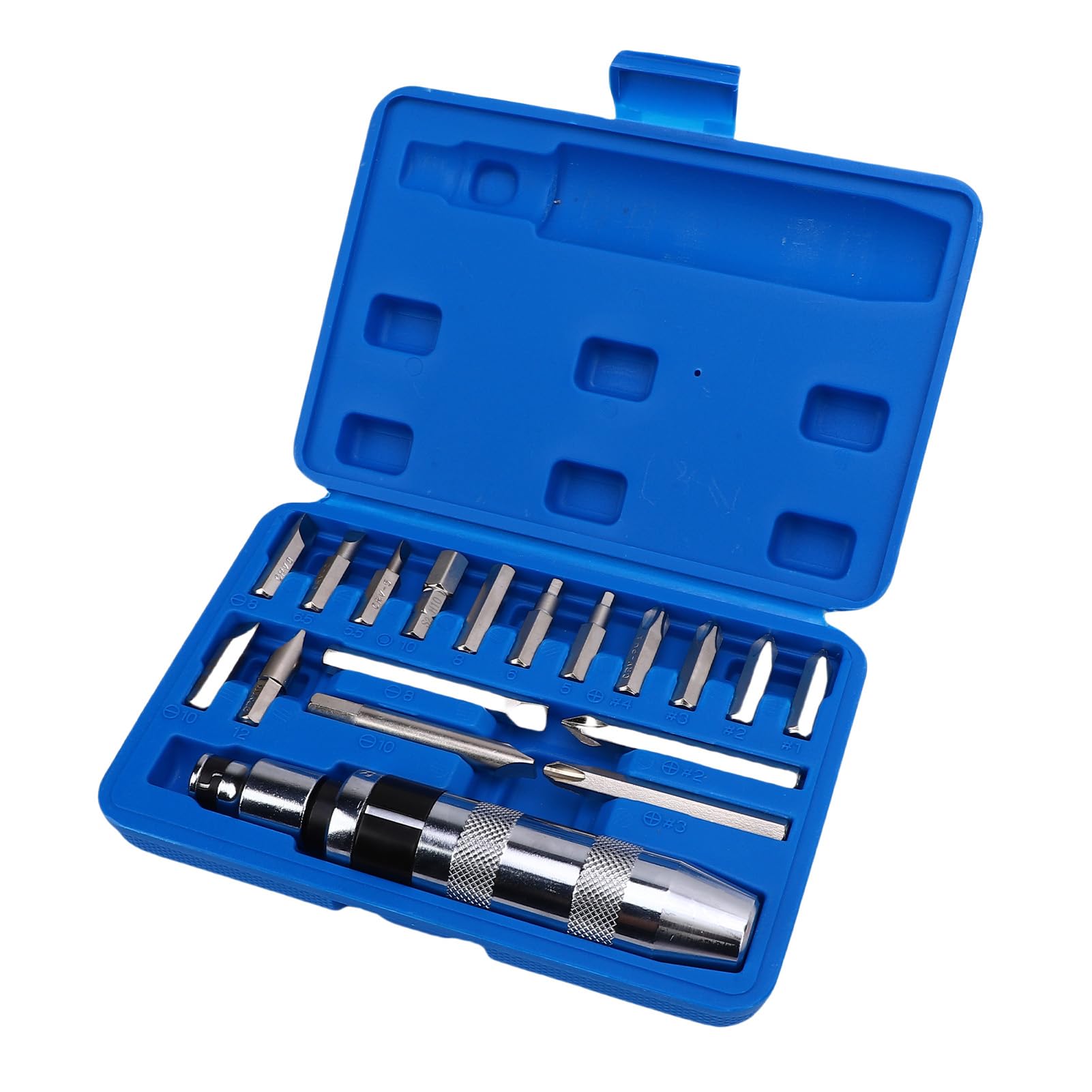 18-teiliges 2-Zoll-CRV-Handschlagschrauber-Set reversibler manueller Schlagschrauber mit 17 Schlagbits zum Entfernen von verrosteten Befestigungselementen