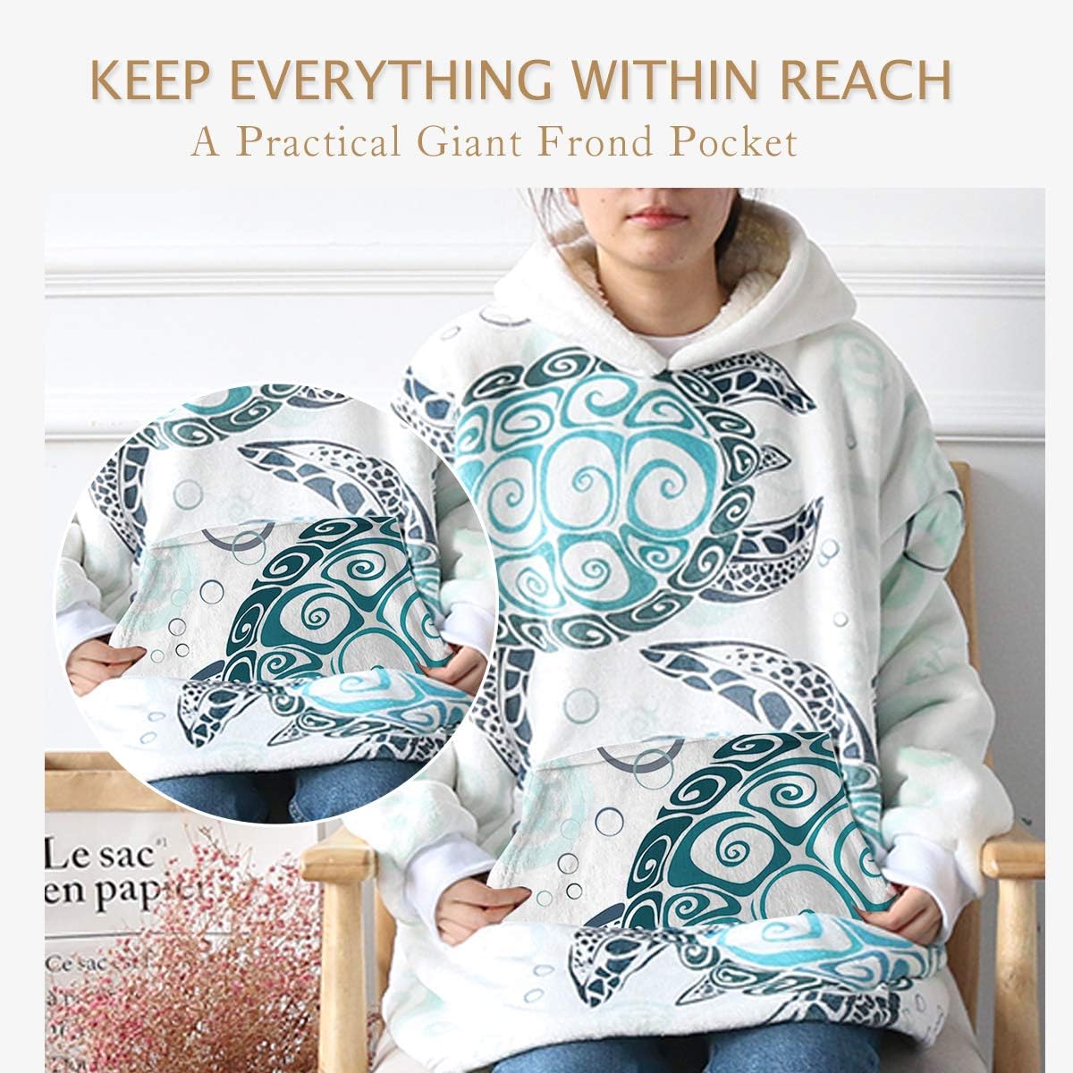 Sleepwish Fleece Wearable Blanket with Soft Sherpa Lightweight