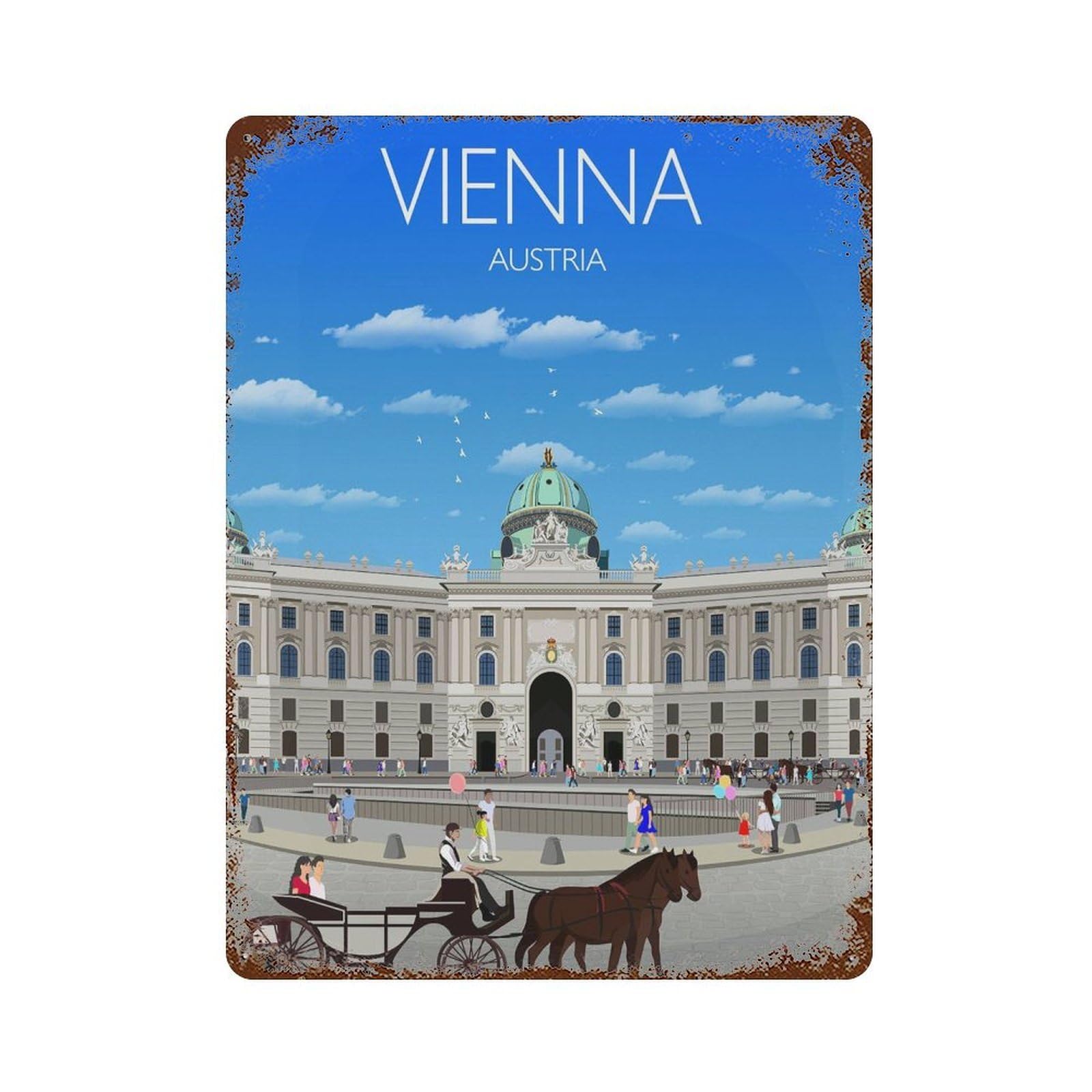 xiaoxiaoshen Vienna Travel Hofburg Austria Gift Wall Decor Art Metal Tin Poster Modern Home Decor Art Home Bar Shop Decorations Vintage Sign 40x30cm