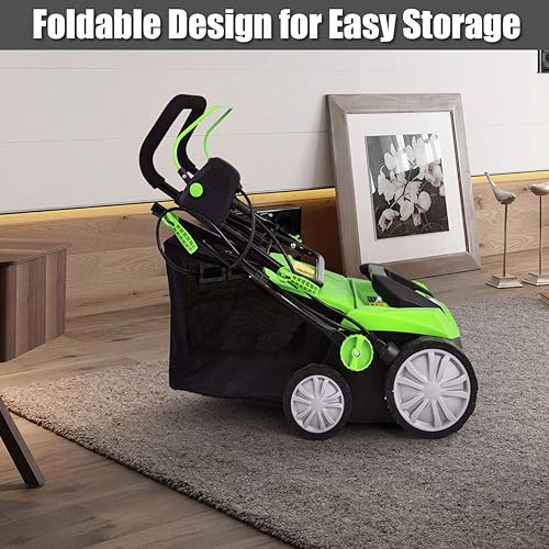 Miniatura 5 de Goplus Escarificador eléctrico de césped con cable 2 en 1 con 4 alturas de corte, escarificador eléctrico de 15 pulgadas y 13 amperios con bolsa de