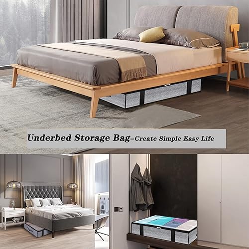 Miniatura 6 de Bolsas de almacenamiento debajo de la cama paquete de 2 recipientes de almacenamiento debajo de la cama de 120 litros con ventana transparente y 4