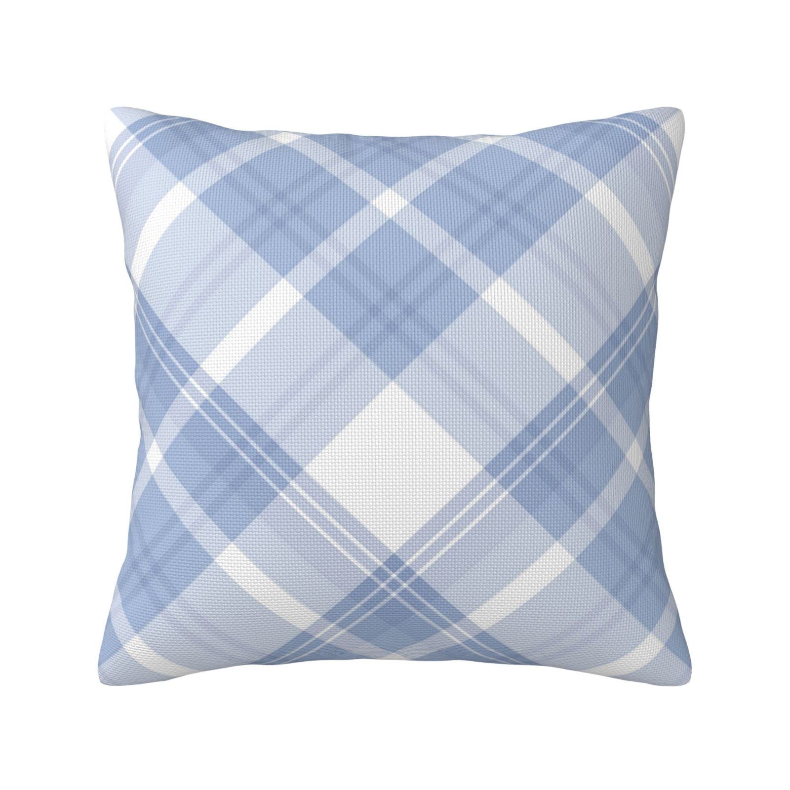 Yingd Light/Blue/White Cushion Cover And Checked Pillowcase 45X45cm