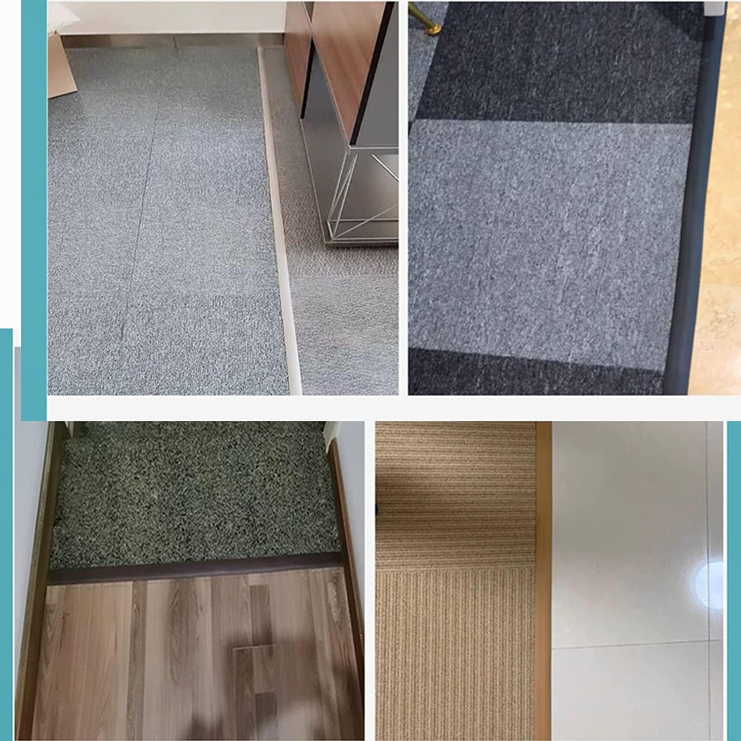 Bordure de tapis Bande de transition de sol Bande de séparation de sol, bande de transition de porte, garniture de bord de tapis grise à peler et coller, transitions de seuil en PVC flexibles for inst