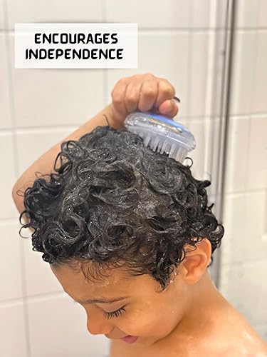 Cepillo de champú para el cuero cabelludo para niños con cerdas de silicona suaves y fáciles de limpiar, exfoliante ergonómico para el cuero