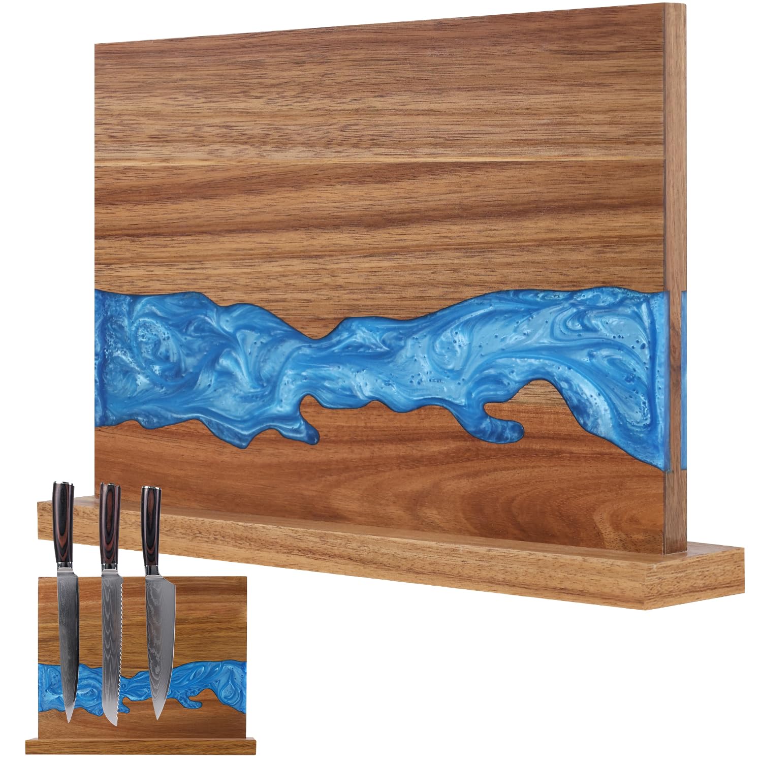 Ayiusideza Blue Resin River Magnetic Knife Block