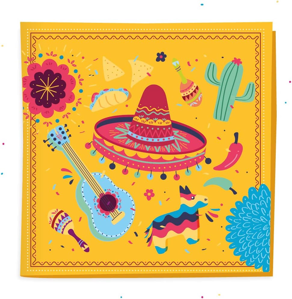 40Pcs Mexican Napkins,Mexican Style Birthday Party Decoration Fiesta Themed