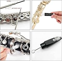 Vista 7 de SKYNEO Kit de limpieza de saxofón, kit de limpieza de clarinete con kit de mantenimiento, grasa de corcho, hisopo, cojines de boquilla, correa, paño