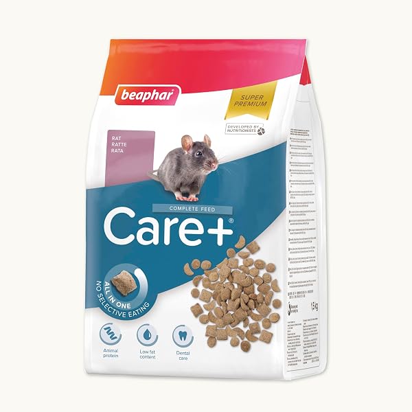 Beaphar - Care+ Pienso Super Premium - Comida para Rata - 1,5kg - Alto Valor energético - Buena digestión - Desgaste de los Dientes y Sin azúcares añadidos- Alimentación Extrusionada - 1