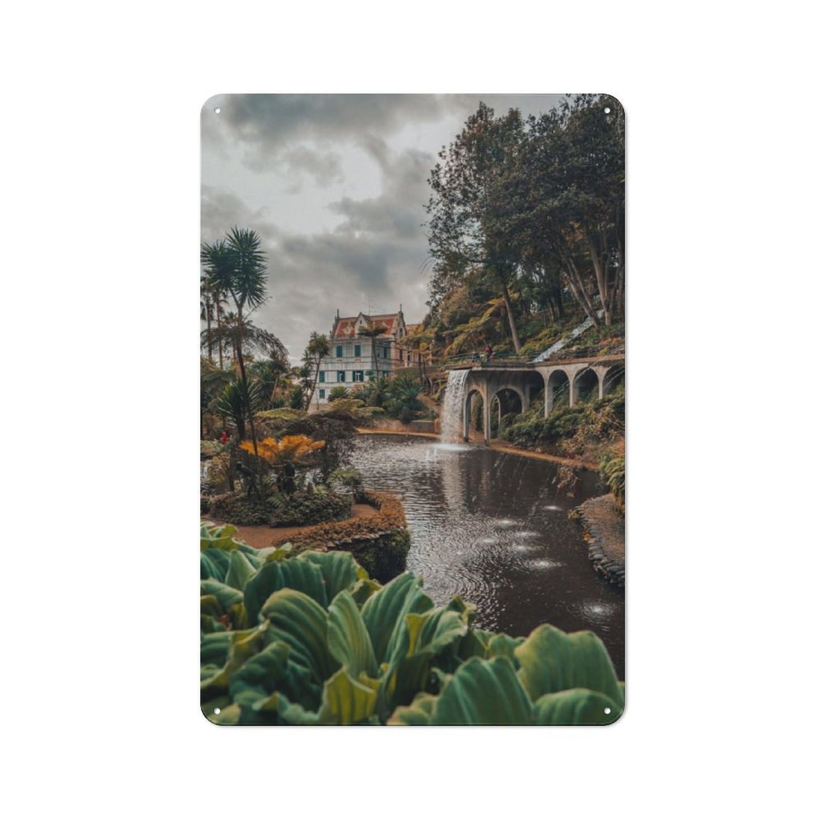 Junmoney Monte Palace Funchal For Home Office Or Studio, Rustic Tin Sign 30X20cm, For Vintage Wall Decor Fans, For Cafés, Pubs And Restaurants