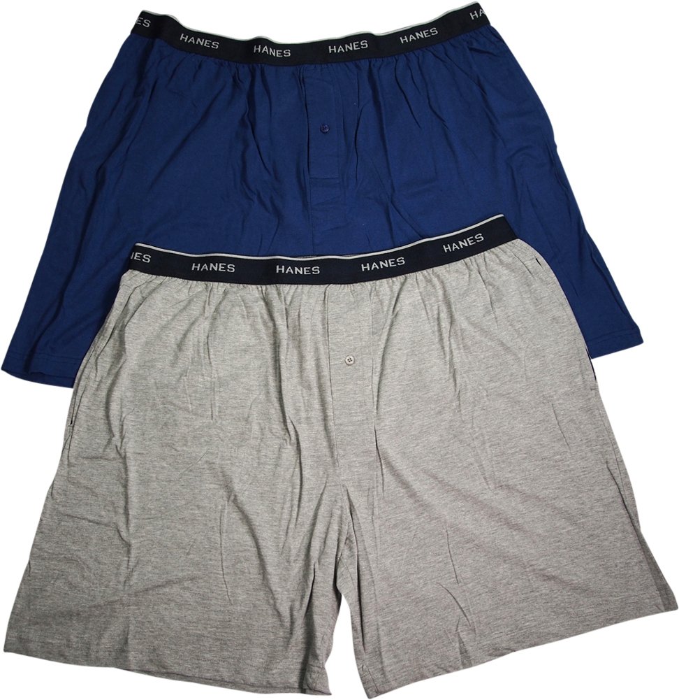 Hanes Mens Jersey Lounge Shorts With Logo Waistband Blue Heather
