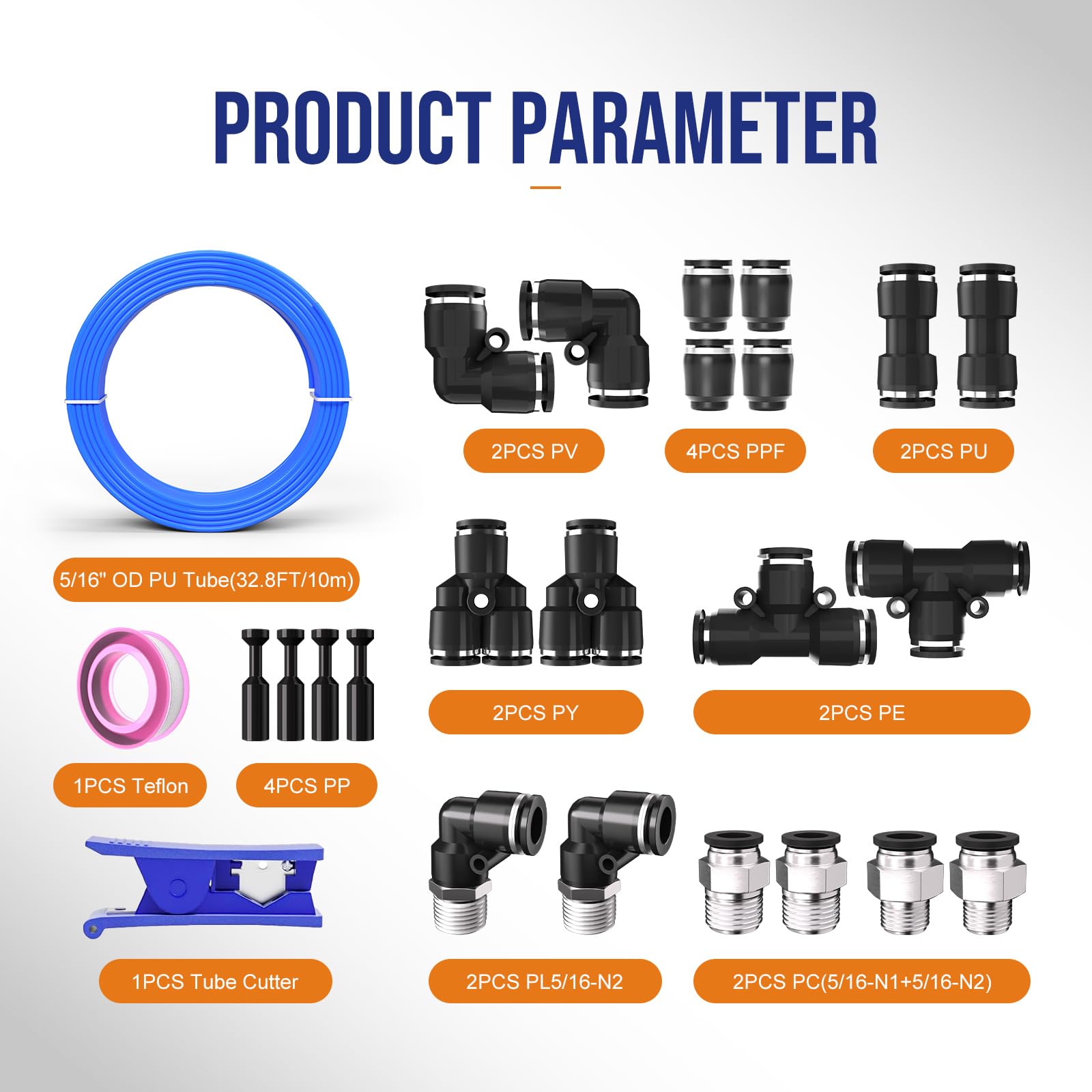 Snapklik.com : CNZG PNEU 5/16 8mm Air Line,5/16 Inch OD Air Hose Kit ...
