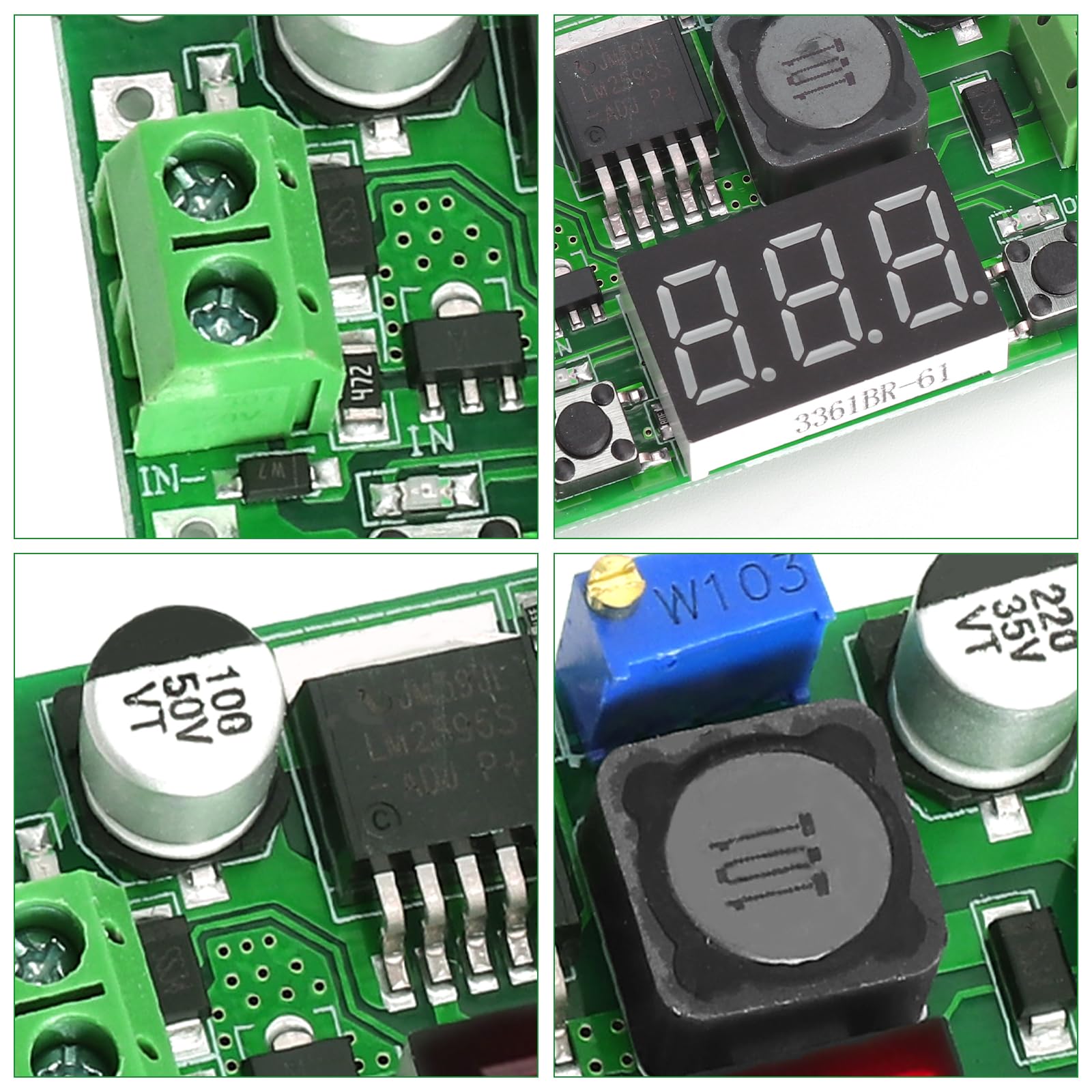 HENGBIRD 2 sztuki regulowanego zasilacza DC Step Down, regulator napięcia DC z woltomierzem LED, 4-40 V na 1,25-37 V, stabilny 2 A, maks. 3 A, do samochodów Arduino LED