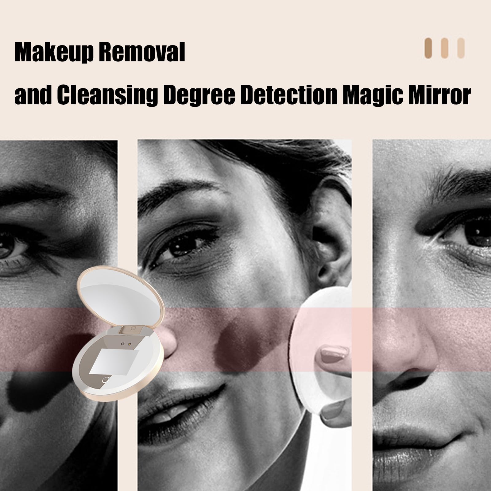 Mirrour - Cámara recargable para protección solar, 2 aumentos, espejo de maquillaje compacto para mujer, bolsillo de doble cara para protección de la piel
