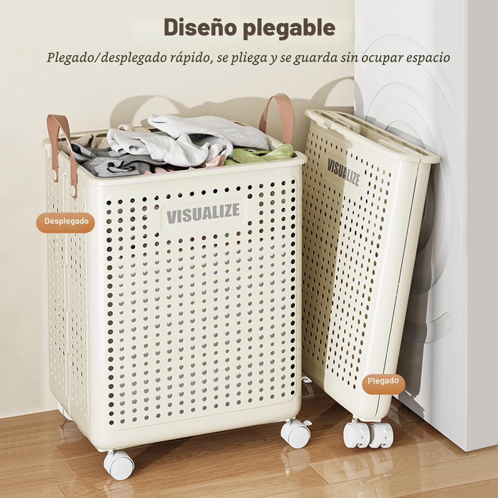 Ergocar Cesto Ropa Sucia Con Ruedas Universales Giratorias Móviles Móviles Mobile Dormitorio Transpirable Hollow Para Juguetes, Ropa, Organizador De Contenedores De Almacenamiento