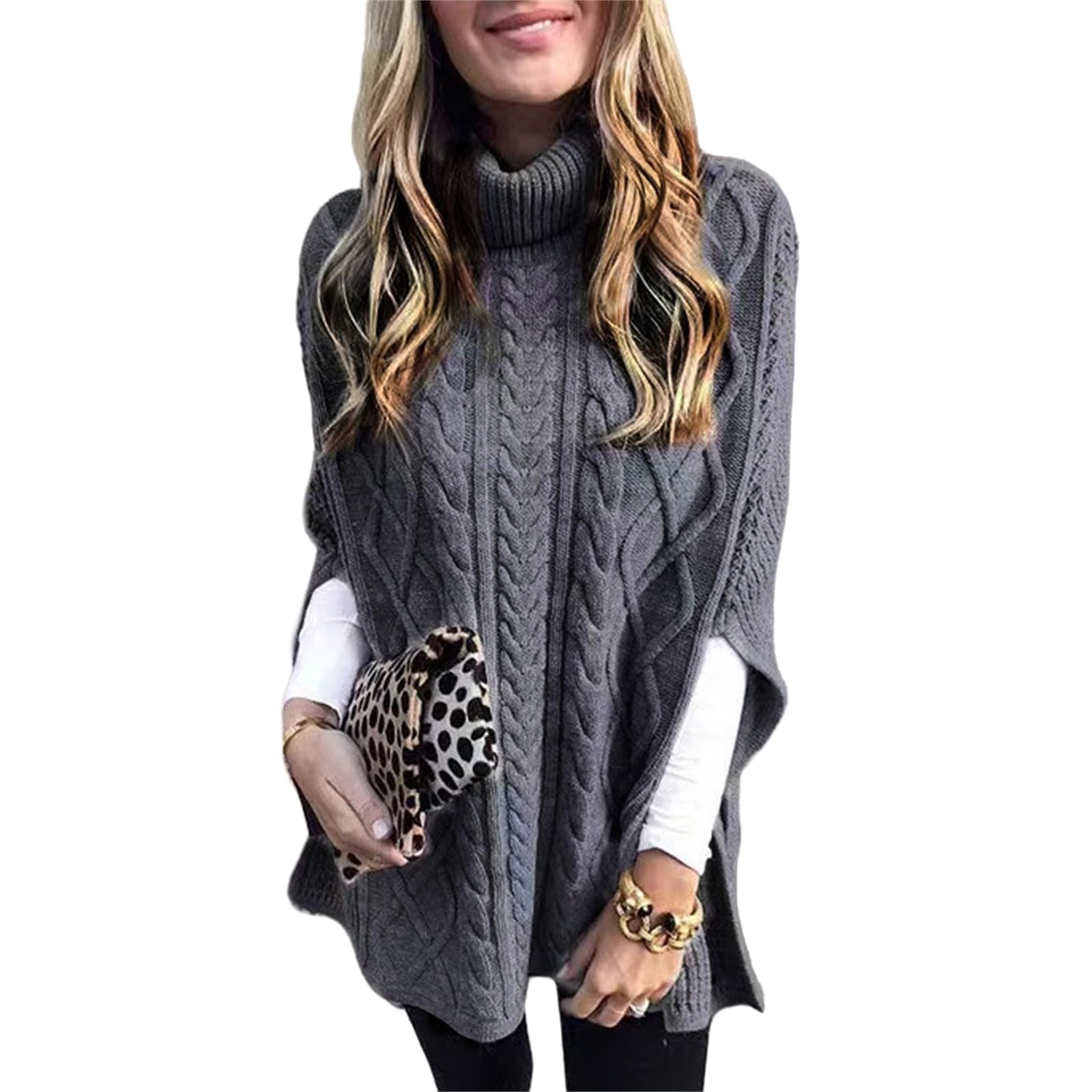 Womens Oversized Sweaters Turtleneck Chunky Cable Knit Sweater Long Sleeve Trendy Pullover Tops Fall Winter Clothes