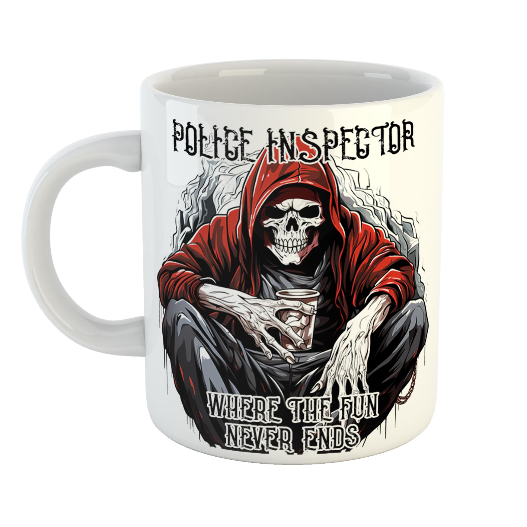 Police Inspector Where The Fun Never Ends Mug Skeleton Fun Gift 11 oz Ceramic Mug