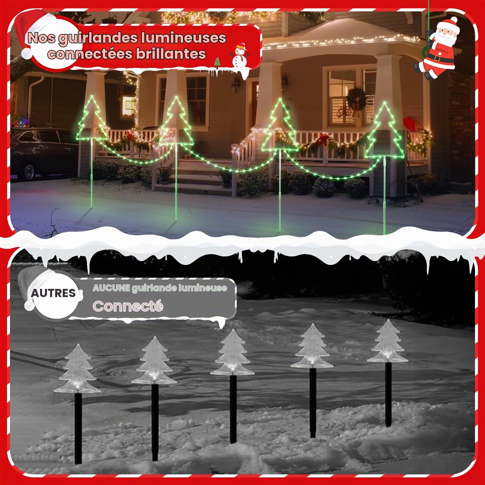 Quntis Decoration Noel Exterieur 160 LED en Forme Sapin de Noël Lumineux IP65 Étanche avec Fonction Mémoire & Minuterie Deco Jardin Chemin Cour Allées Lot de 2 -Vert