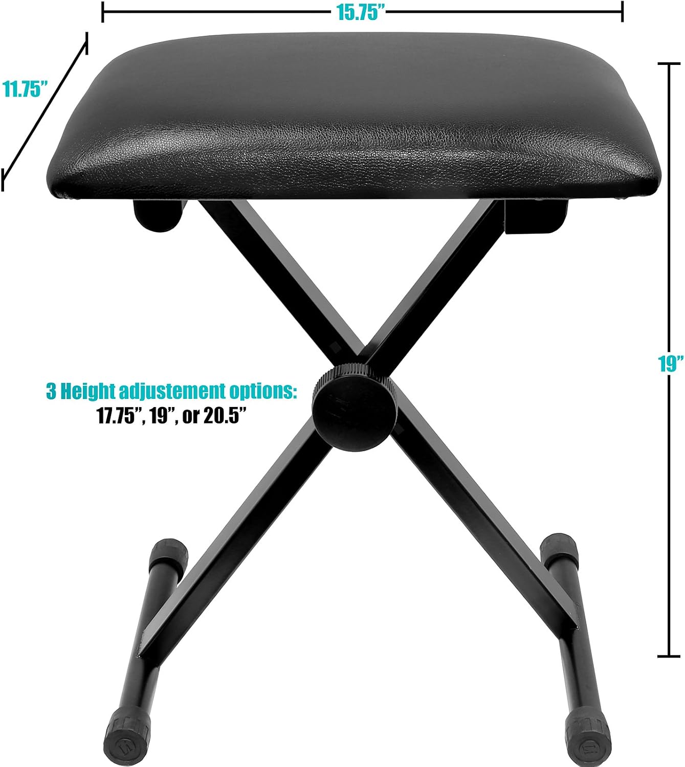 Greenpro Keyboard Bench and Piano Stool, Adjustable X Style Padded Cushion Piano Bench in Black