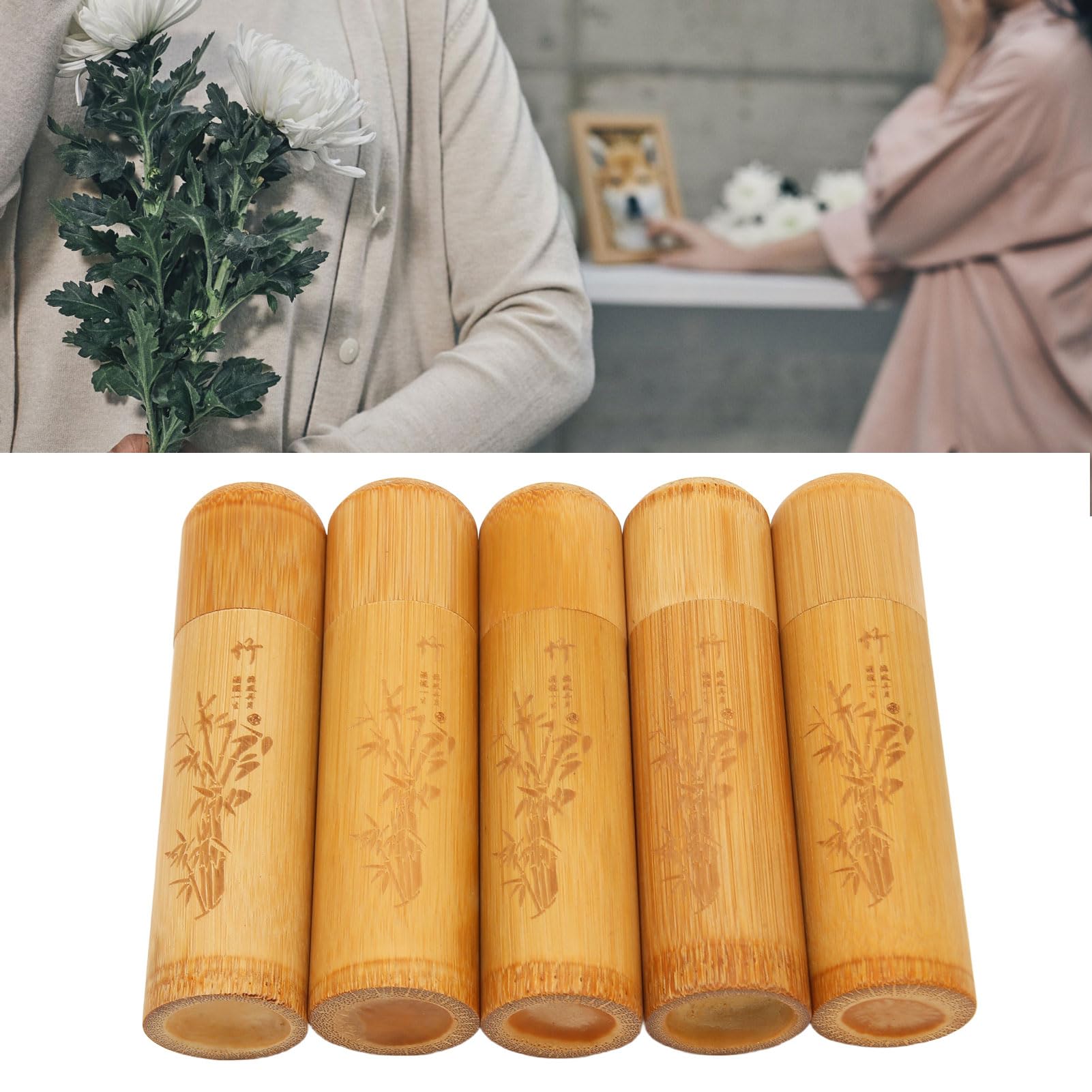 Haofy 5pcs Small Bamboo Scattering Urn Tube for Human Ashes Mini Bamboo Spreading Cremation Tube Urn for Adult Male Female Ashes - Image 2