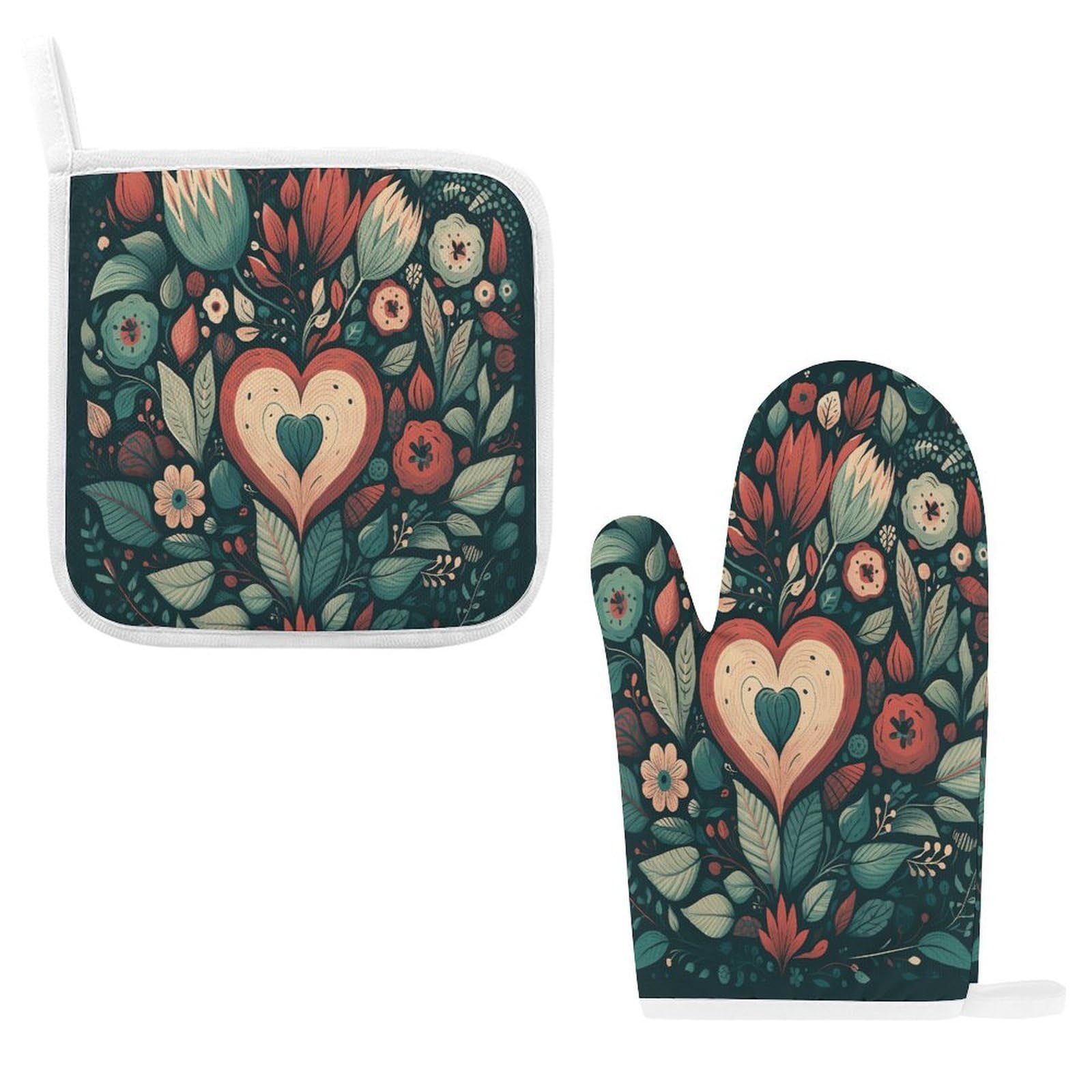 Fodpand Style Flower Shape Pattern Oven Mitts And Pot Holders Sets