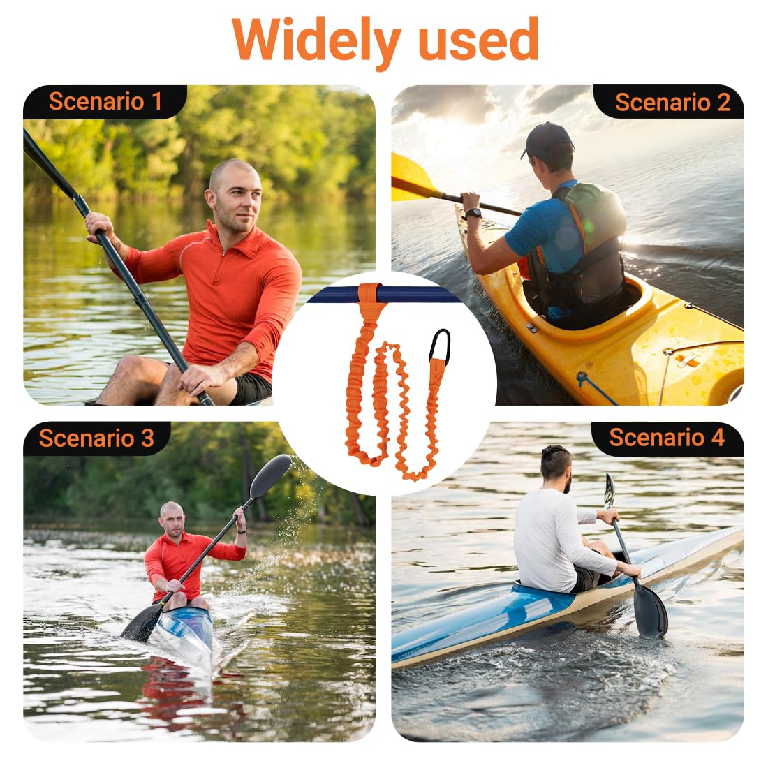 Leash pagaia kayak, corda pagaia anti smarrimento, laccio remo canoa SUP, leash elastico pagaia barca pesca, accessorio sicurezza kayak canoa escursioni acqua