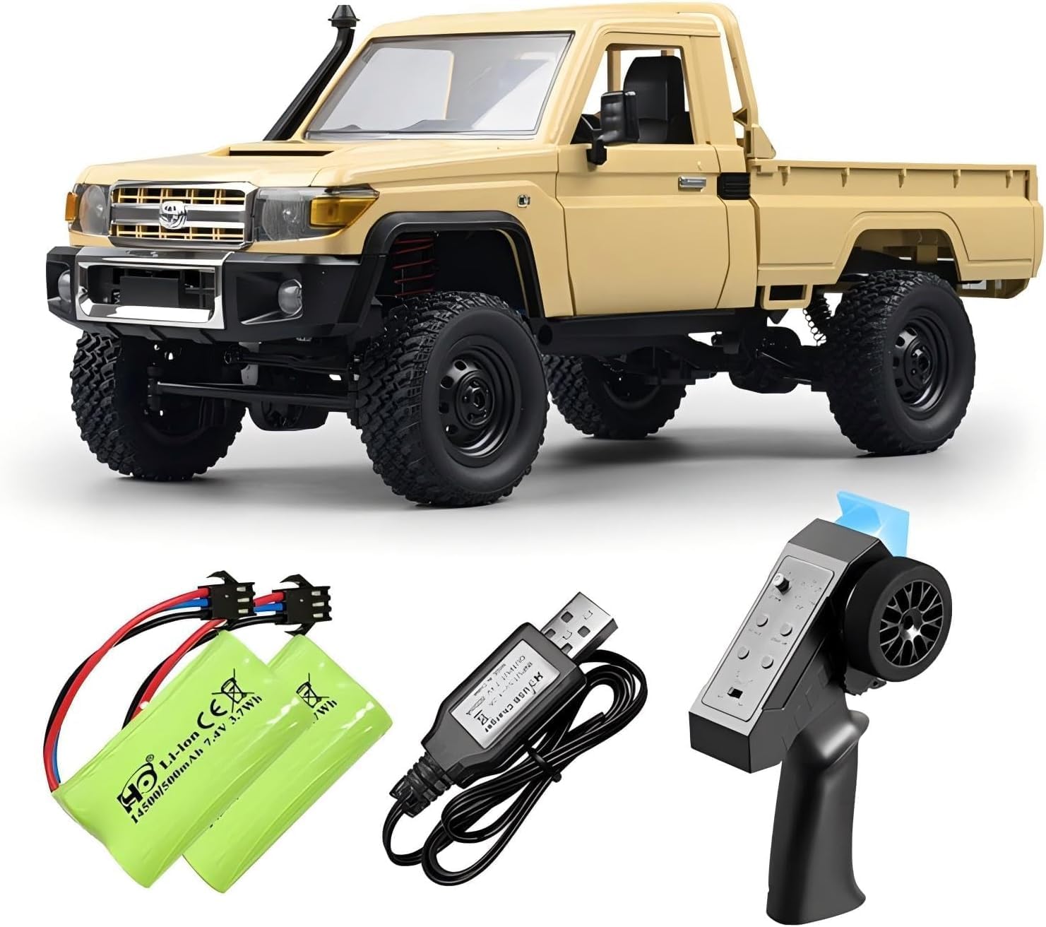 Crawler, 1:12 Scale MN82 RC Crawler, 4WD Land Cruiser Rock Crawlers with Lights, Speed Adjustment, Servo, Tires 2.4Ghz RTR RC Rock Truck for Teens Adults(Yellow)-image-15